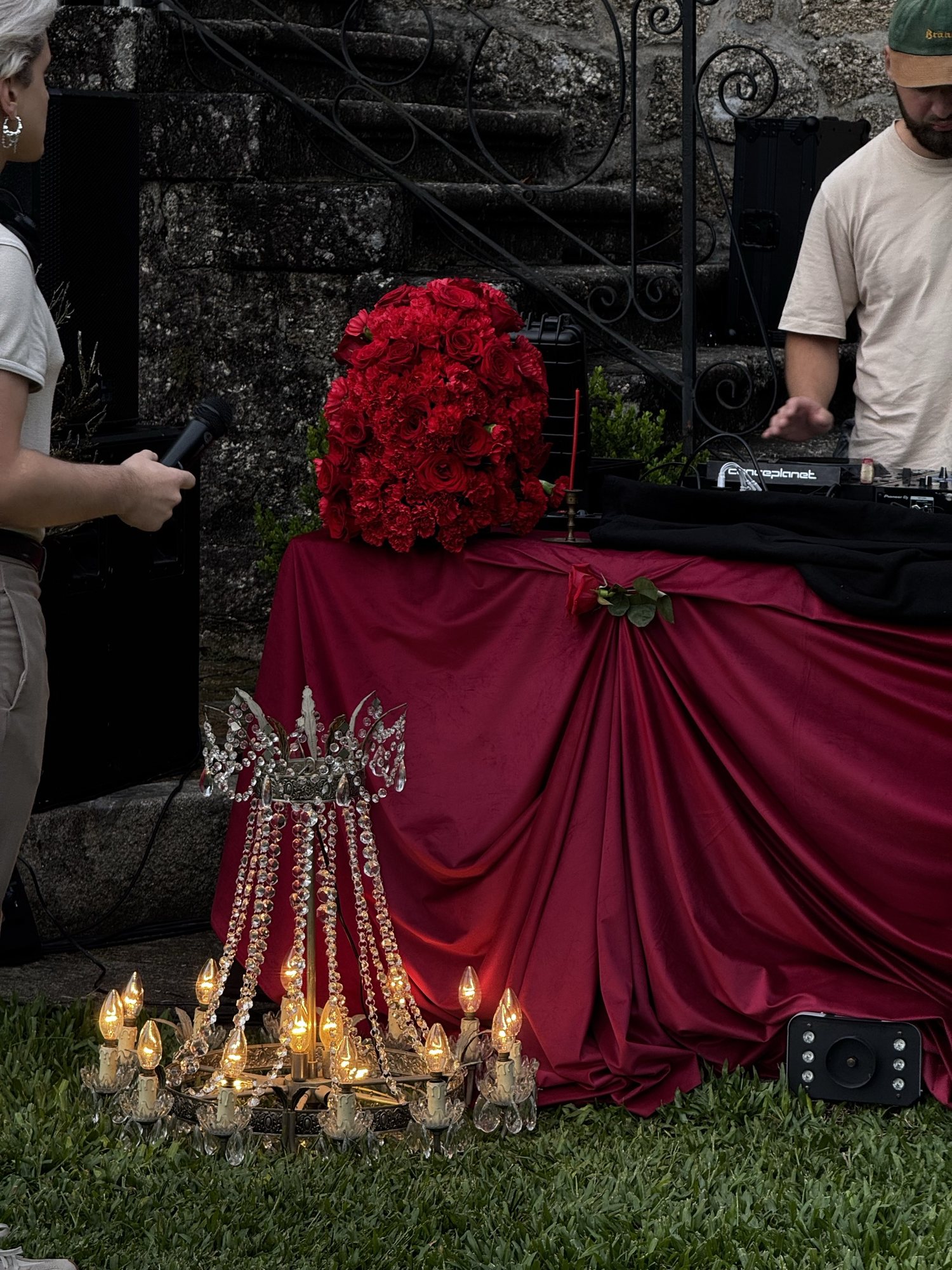 Candelabra against a drape